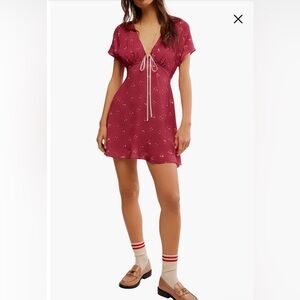 Free People Everyone’s Favorite Mini Dress - Medium - Earth Red Combo